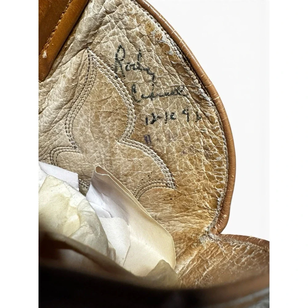 Vintage Custom Handmade Ostrich Quill Leather Western Cowboy Boots- Please Read - Picture 8 of 9